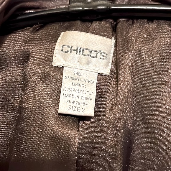 Chico’s, leather jacket, chocolate brown - Picture 5 of 5